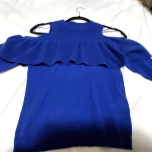 Sofia Vergara cobalt blue knitted blouse